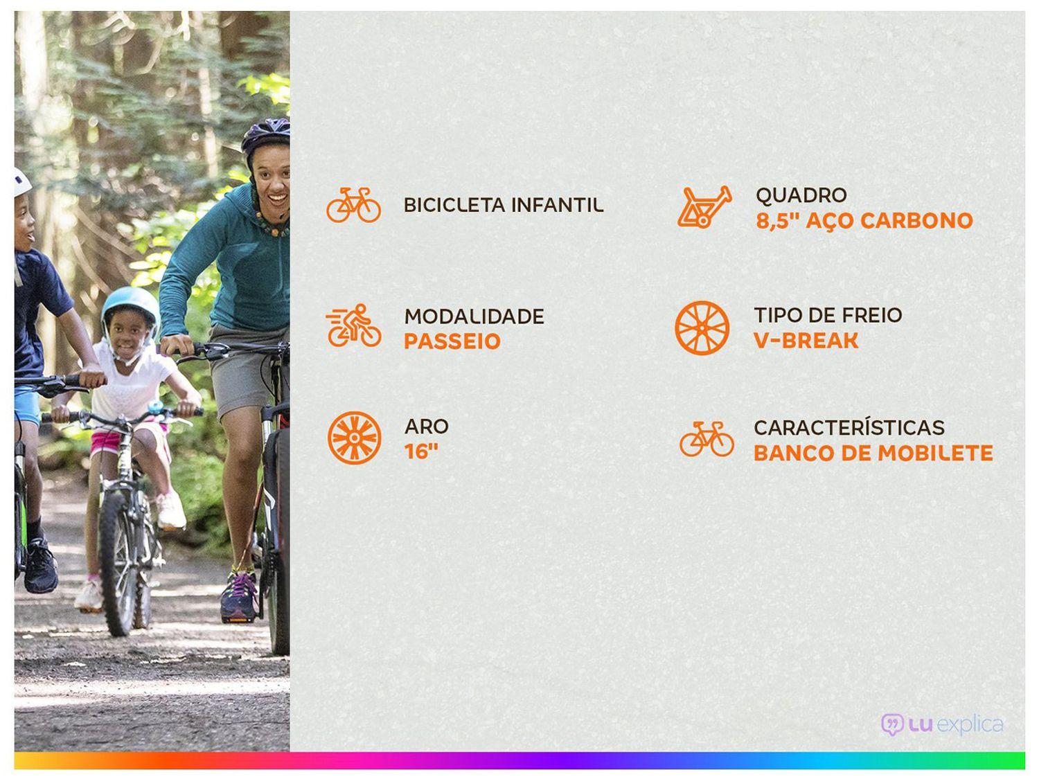 Bicicleta Infantil Aro 16" TK3 Track Flip Fire Preta e Amarela com Banco de Mobilete e Rodinhas Freio V-Brake