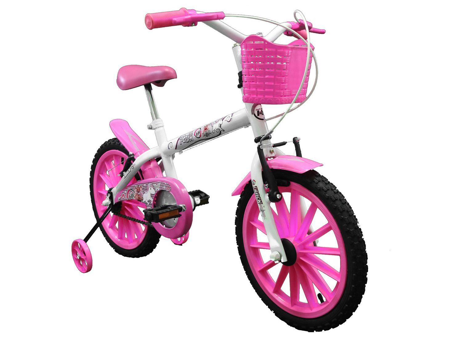 Bicicleta Infantil Aro 16 Track Bikes PINKY WR - Branca e Rosa com ...