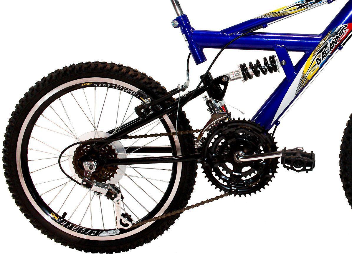 Bicicleta Infantil Aro 20 Dupla Suspensão 18 Marchas Azul - Dalannio