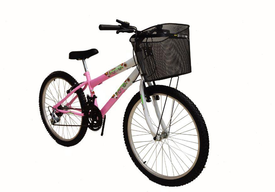 Bicicleta infantil aro 24 18 marchas new bike Feminina Rosa - Bicicleta