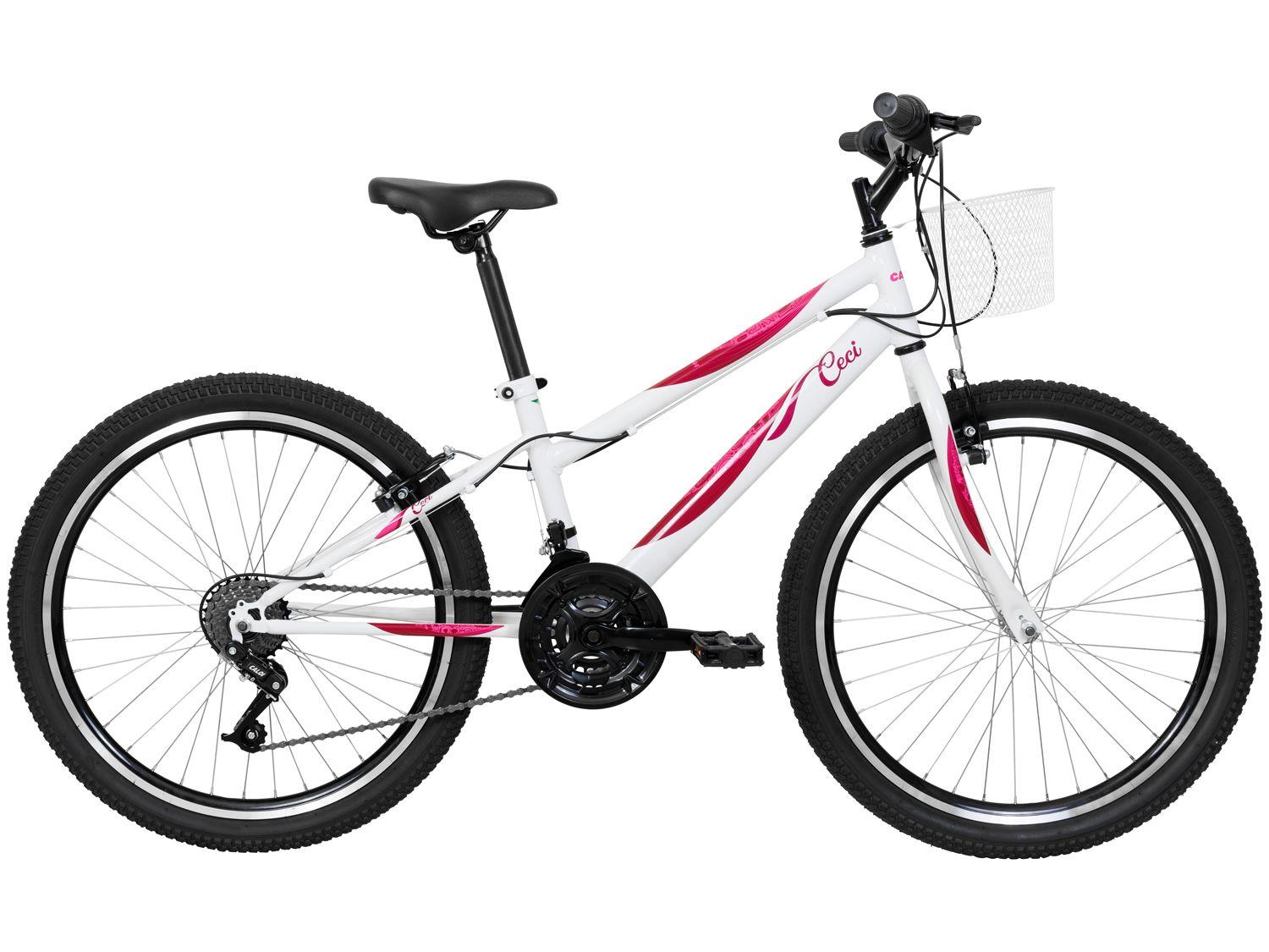 Bicicleta Infantil Aro 24" Caloi Ceci Branca 21 Marchas