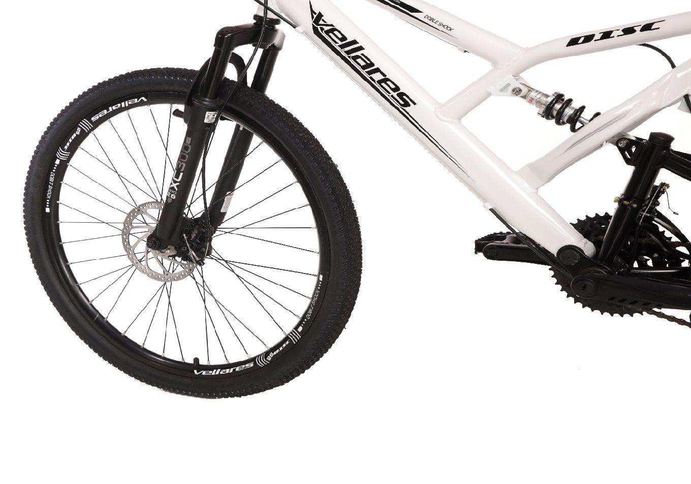 Bicicleta Vellares Aro 26 Com Dupla Suspensao 21 Marchas Freio Disco Branca Colli Bicicleta Magazine Luiza