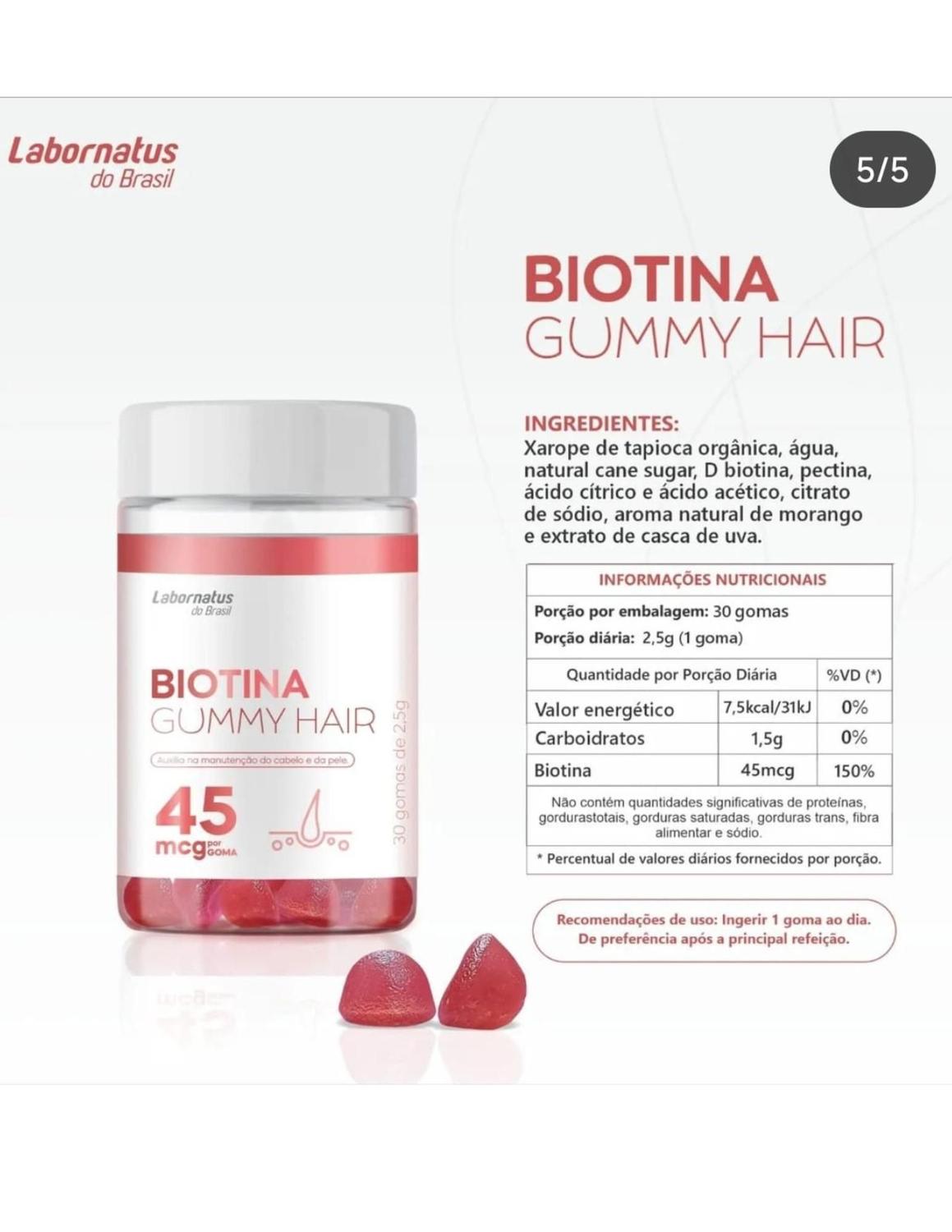Imagem de Biotina Gummy Hair 30 Gomas - Vitamina Capilar Original