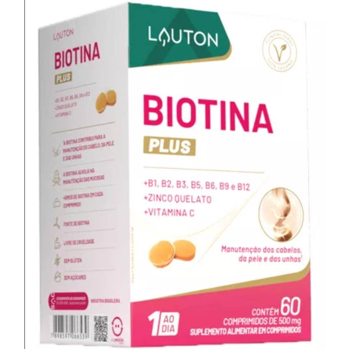 Imagem de Biotina Plus Lauton Melhor Suplemento Para Mulher Cabelo Pele e Unhas - 60 cáps