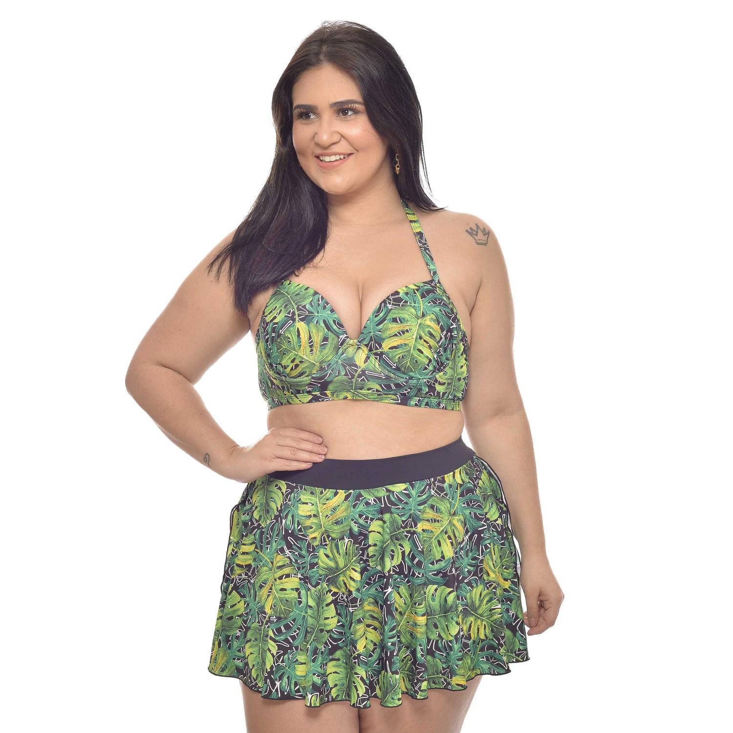 biquíni plus size com saia