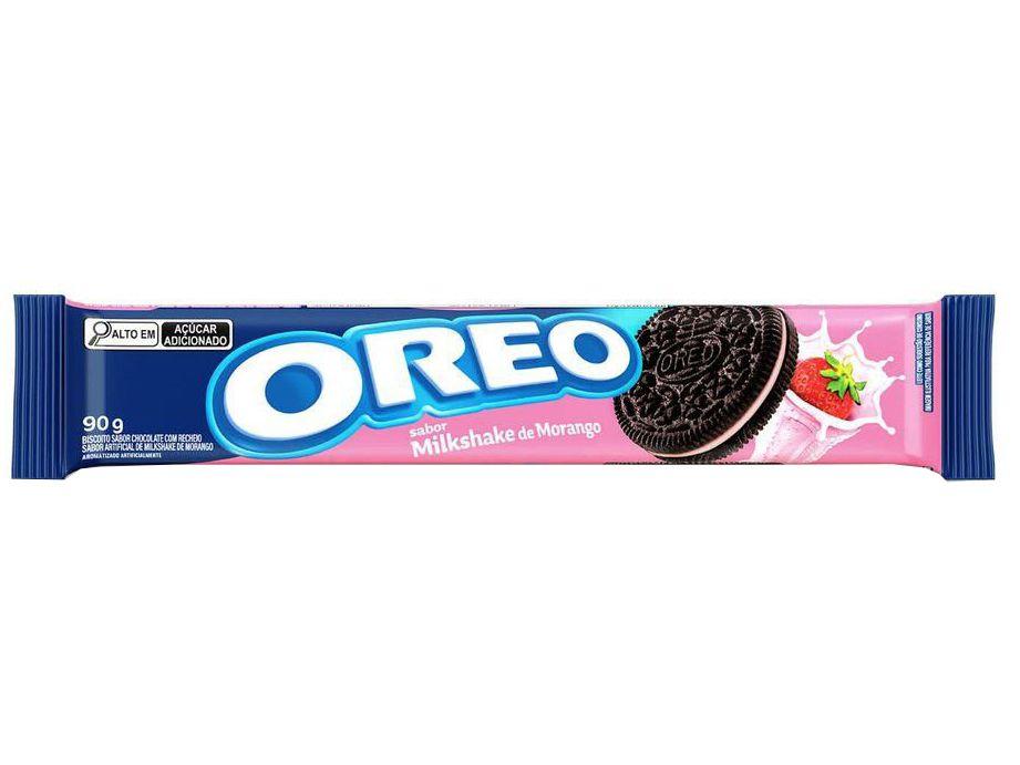 Biscoito Recheado Chocolate com Recheio de Milkshake de Morango Oreo 90g