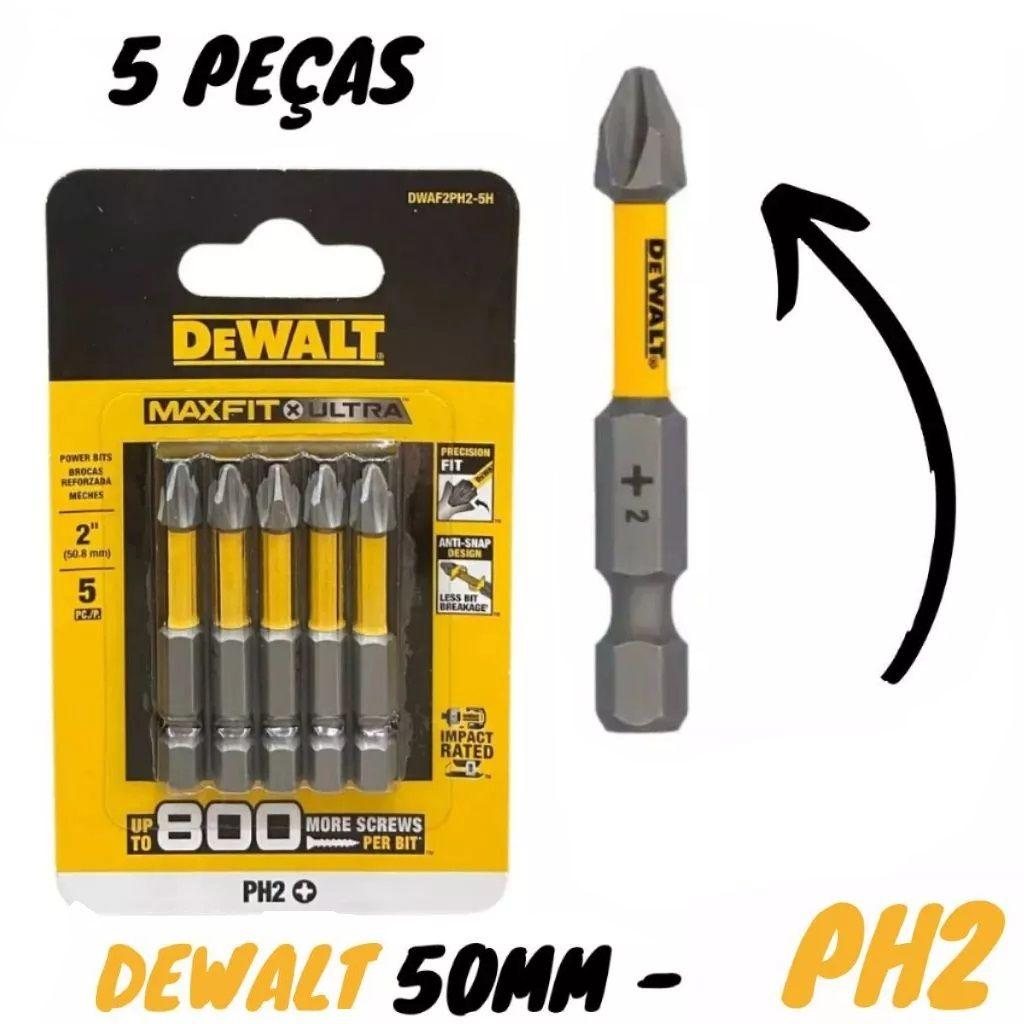 Bits PH2 DeWalt com 5 peças MaxFit — DeWalt — Brocas, bits e acessórios