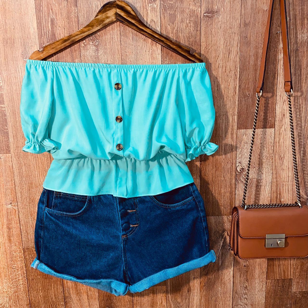 blusa ciganinha azul bebe