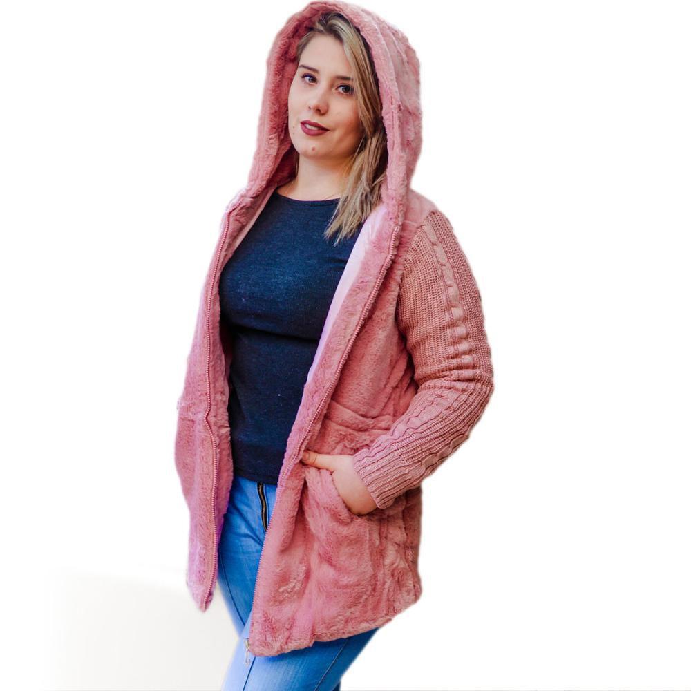 Blusa de pelinho com capuz Clearance