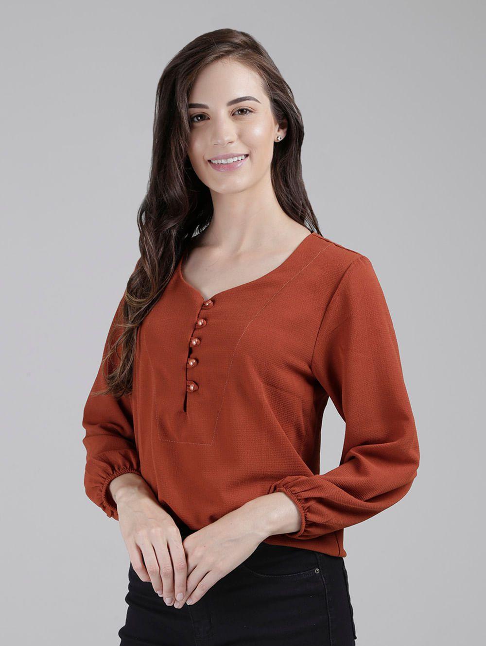 blusa de crepe manga longa