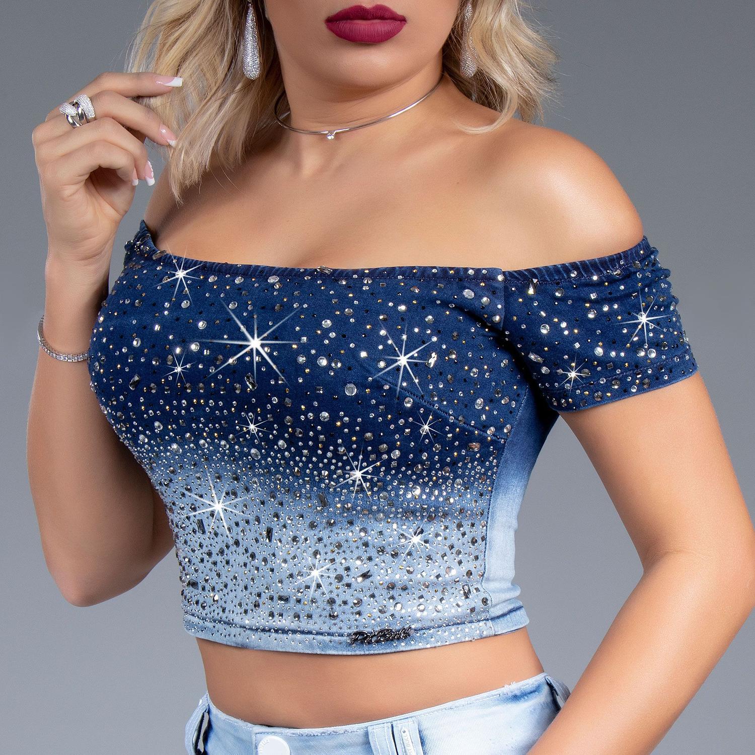 Blusa cropped feminina pit bull jeans 