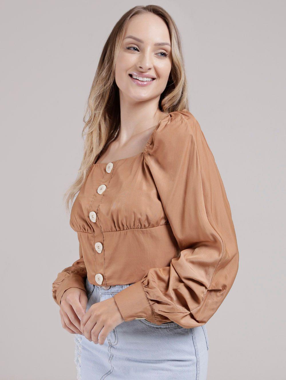 Blusa feminina cor caramelo Clearance
