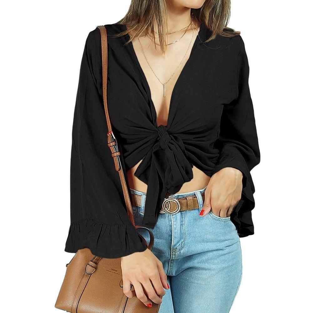 blusa flare de amarrar