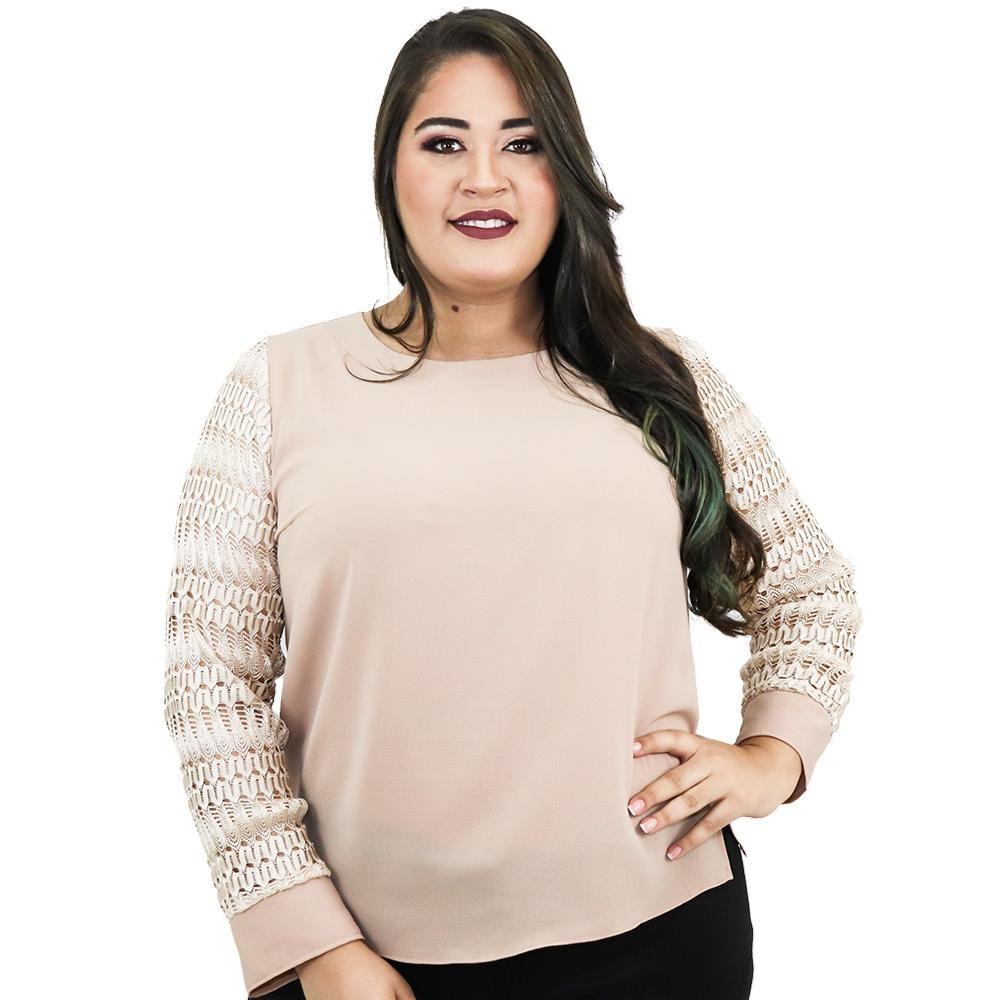 blusa crepe plus size