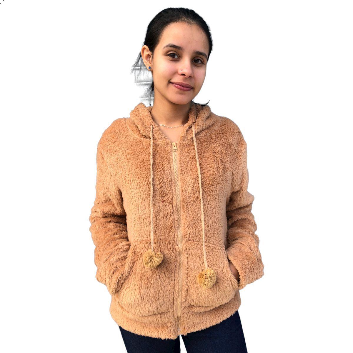 Casaco Pelinho Blusa De Frio Feminina Com Pelo Por Dentro Zattini