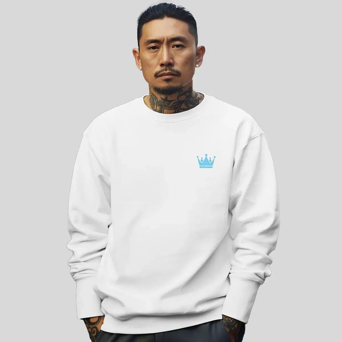 Blusa Moletom Branco Casaco Masculino Sem Capuz Blusa De Frio