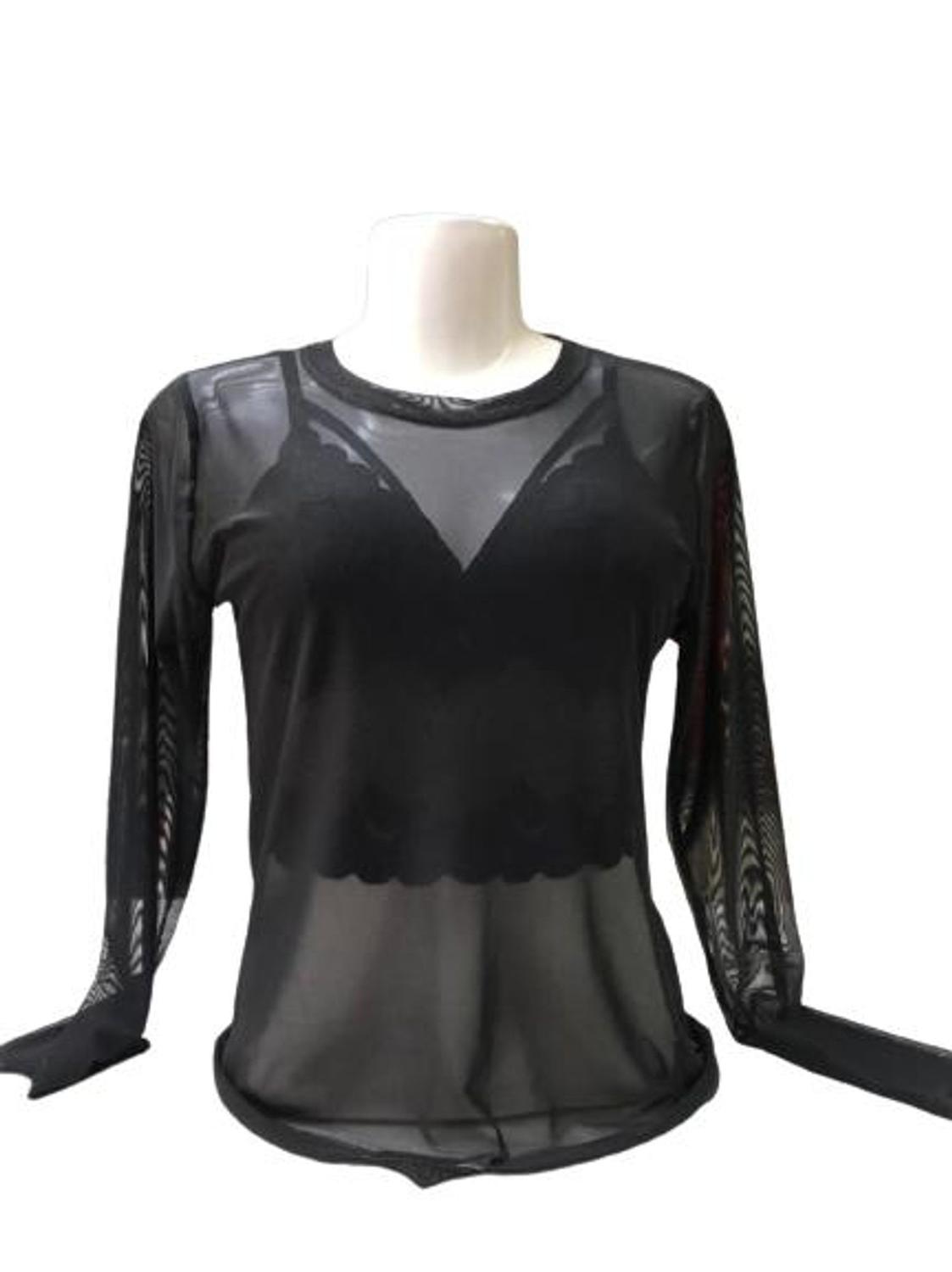 blusa larga transparente