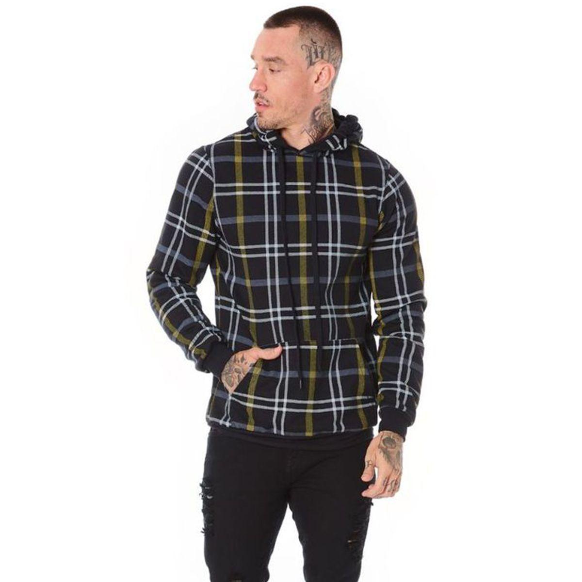 checkered shirt with moletom com capuz