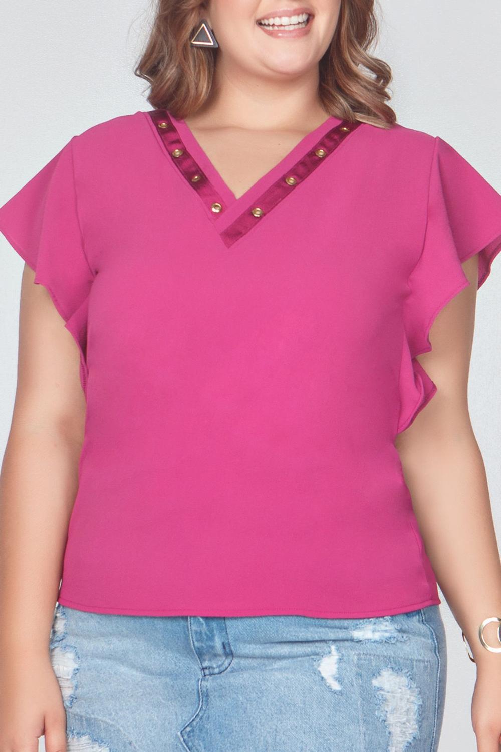 Blusa Elegance Manga 3/4 Bordada - Moda Belas