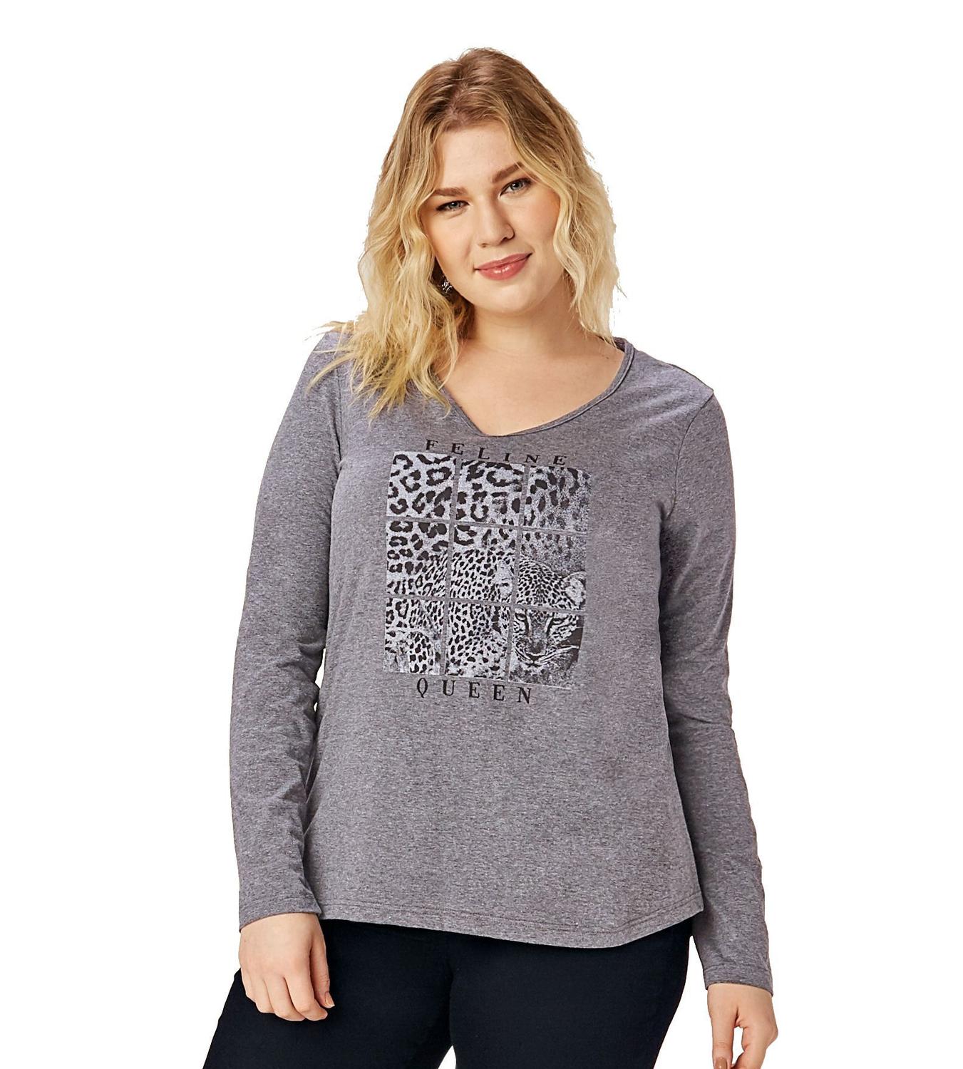blusa manga longa plus size mercado livre