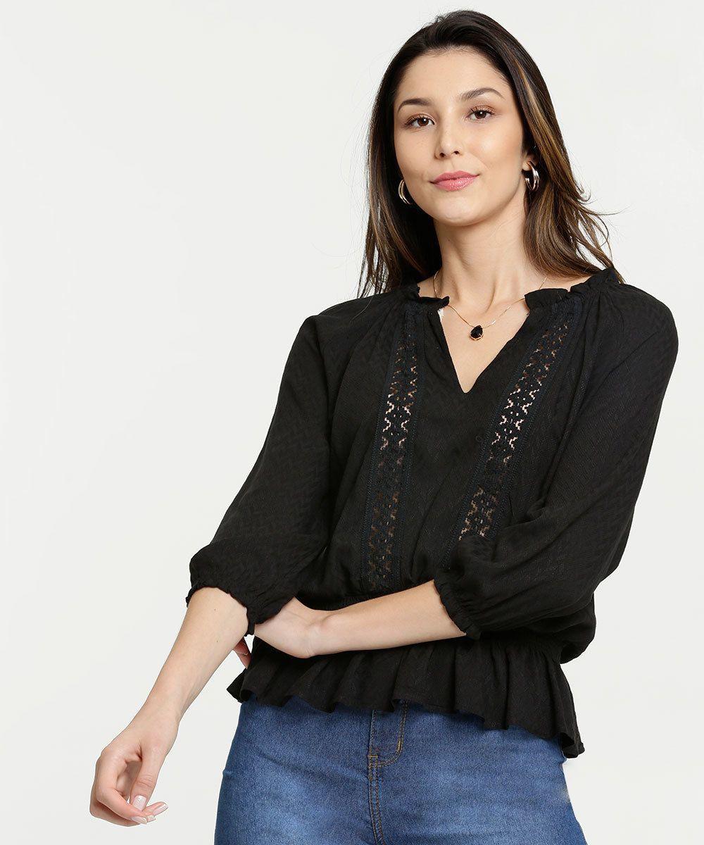 blusa de crochê decote v