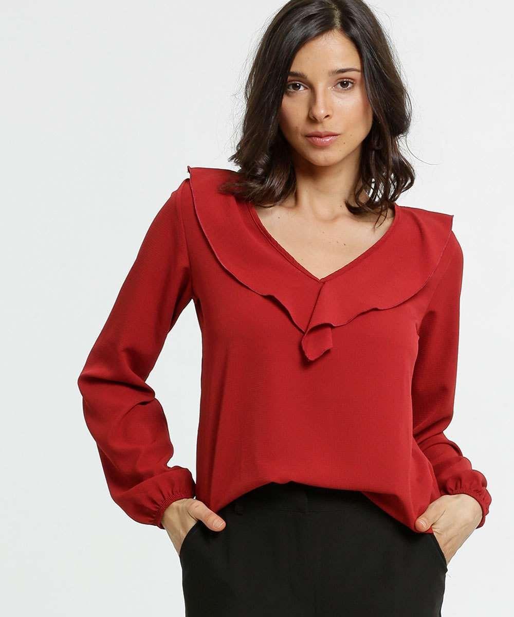 blusa de crepe manga comprida