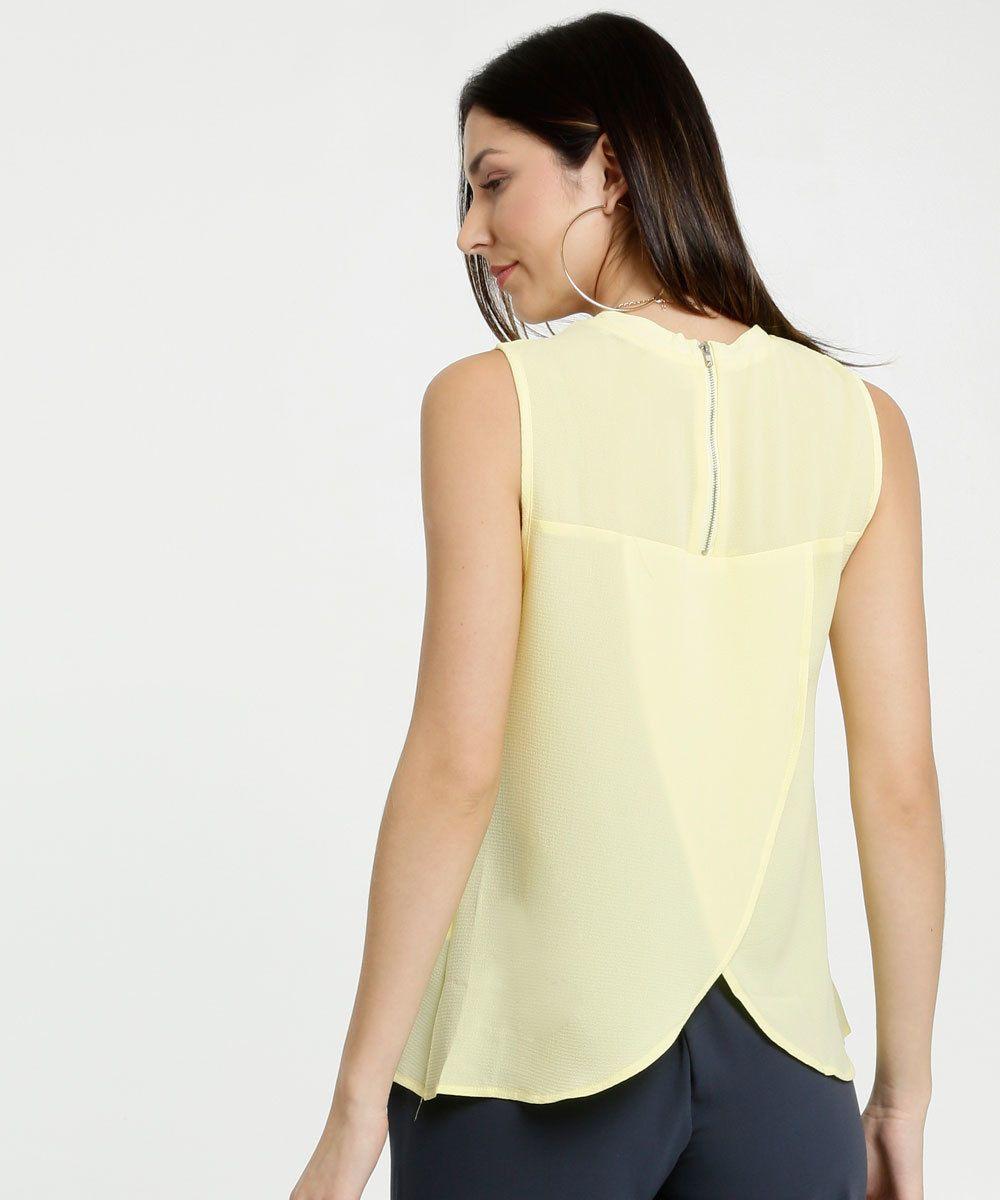 blusa de crepe sem manga