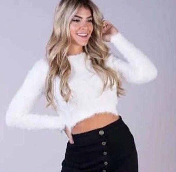 Blusa de pelinho cropped Clearance