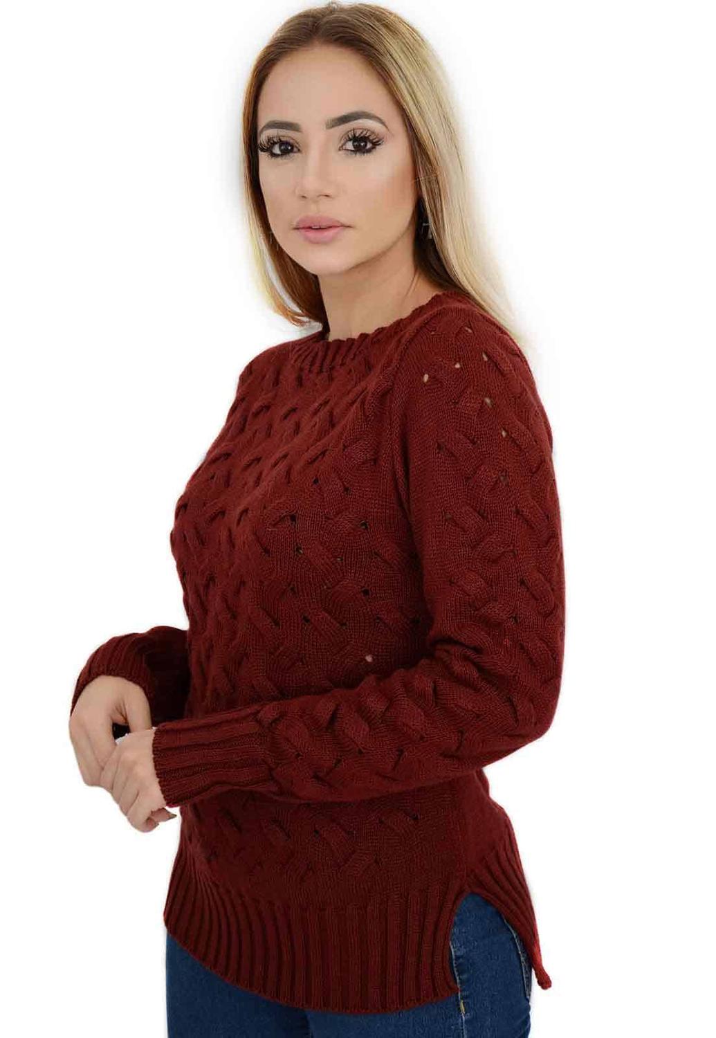 blusa de trico trançada