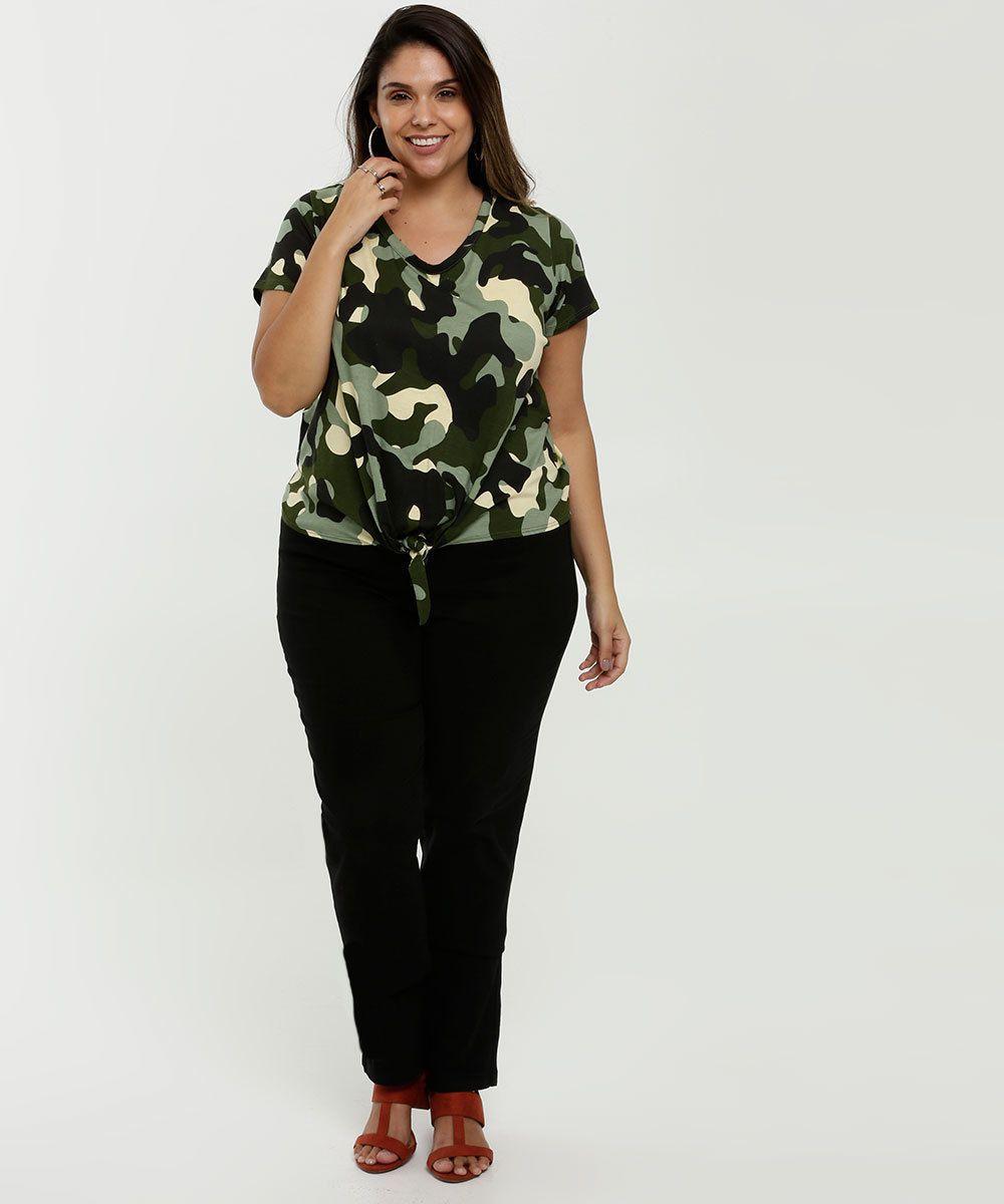 blusa camuflada feminina plus size
