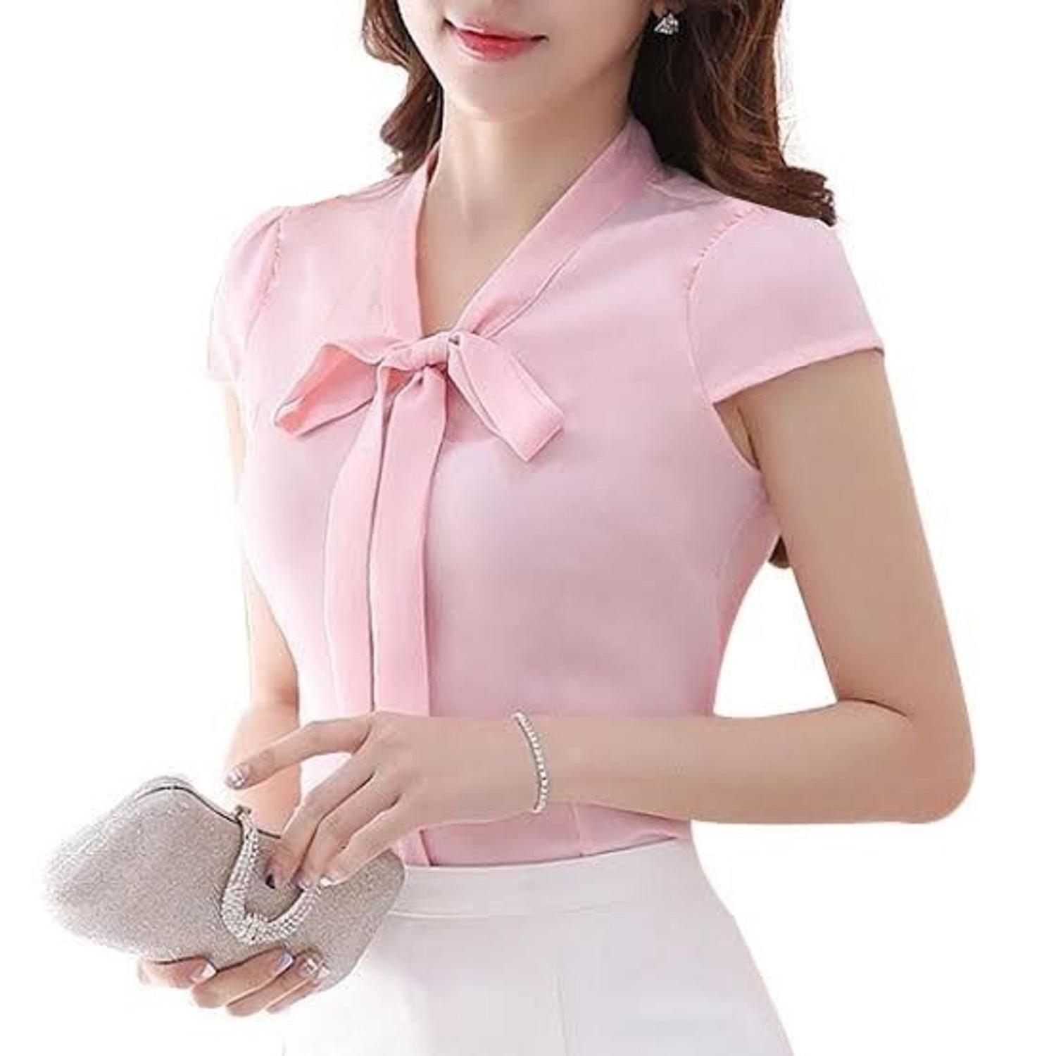 blusa gola laço manga curta