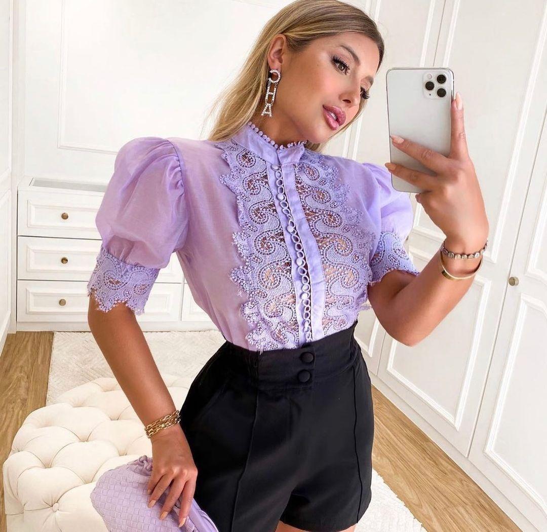 blusas com manga bufante transparente