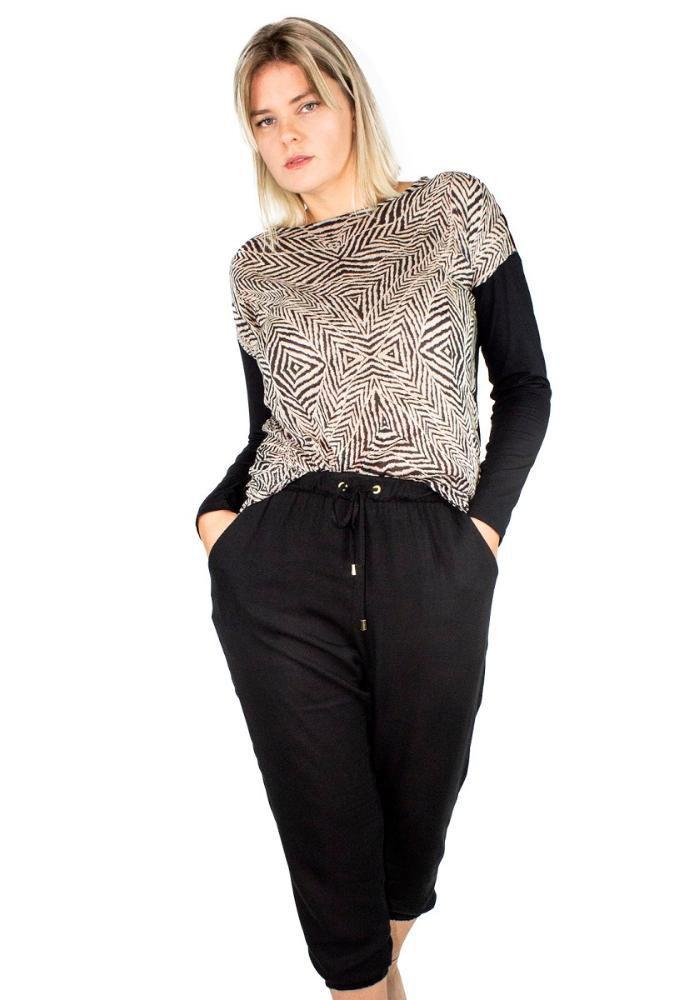 Blusa animal print de seda Clearance