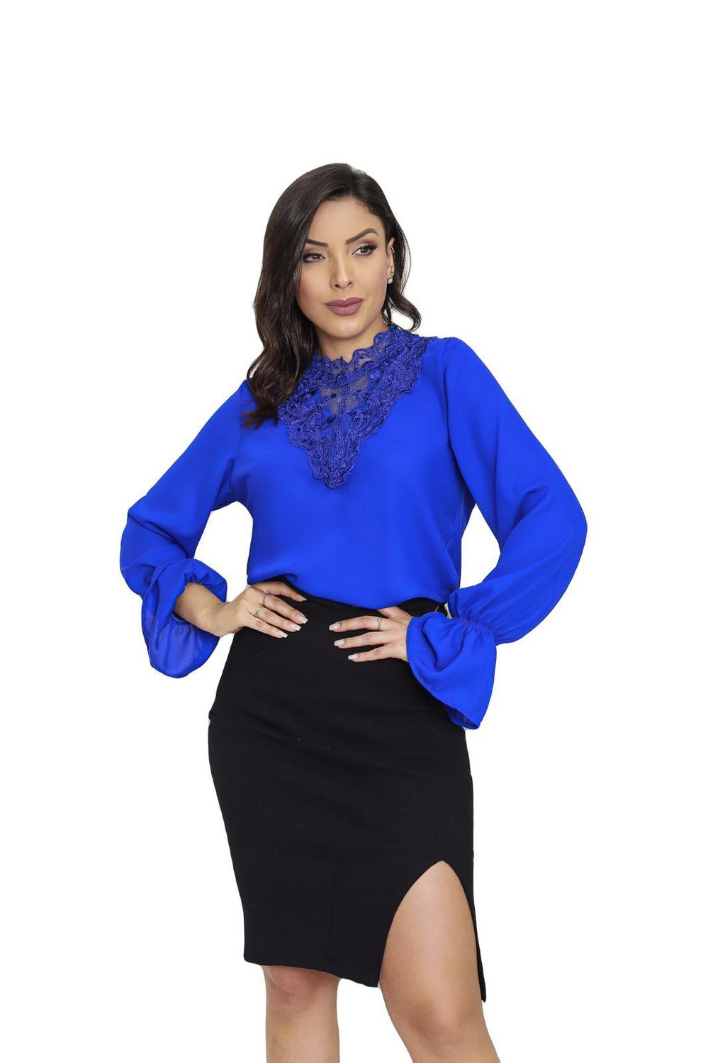 Blusa feminina manga longa moda evangélica barata sku:bml13