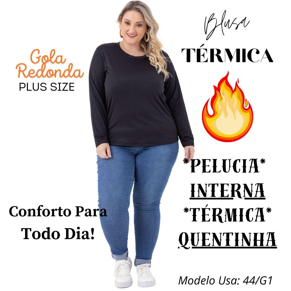 Plus Size Blusa TÃ©rmica Feminina Frio Blusa Feminina Manga Longa