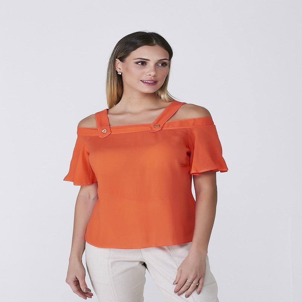 blusa feminina manga babado