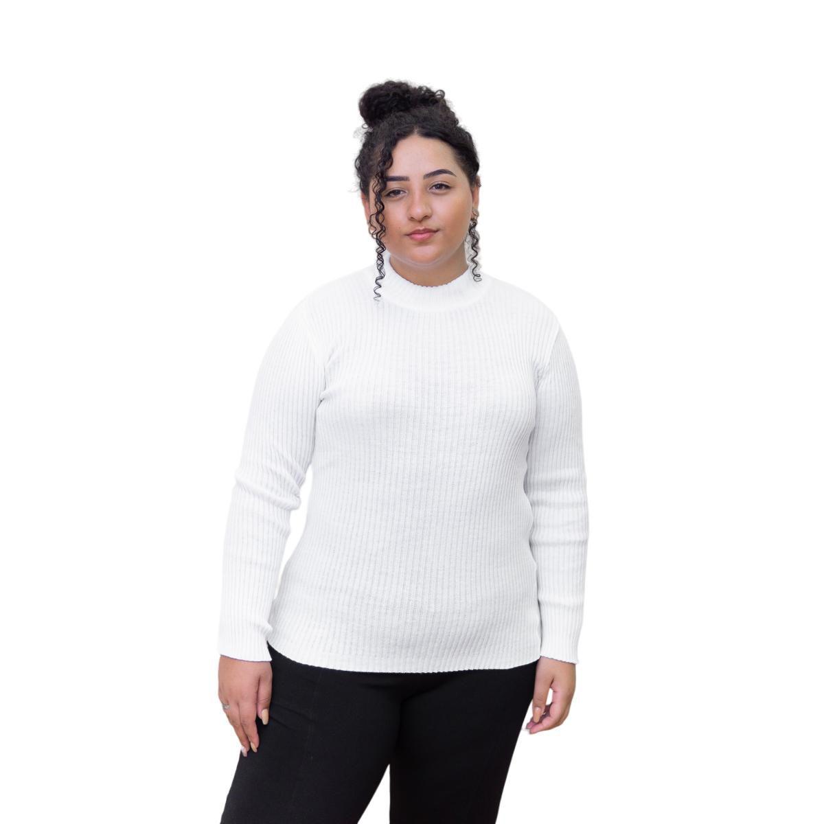 Trico Gola Blusa Gola Alta Feminina Plus Size Plus Size Sueter