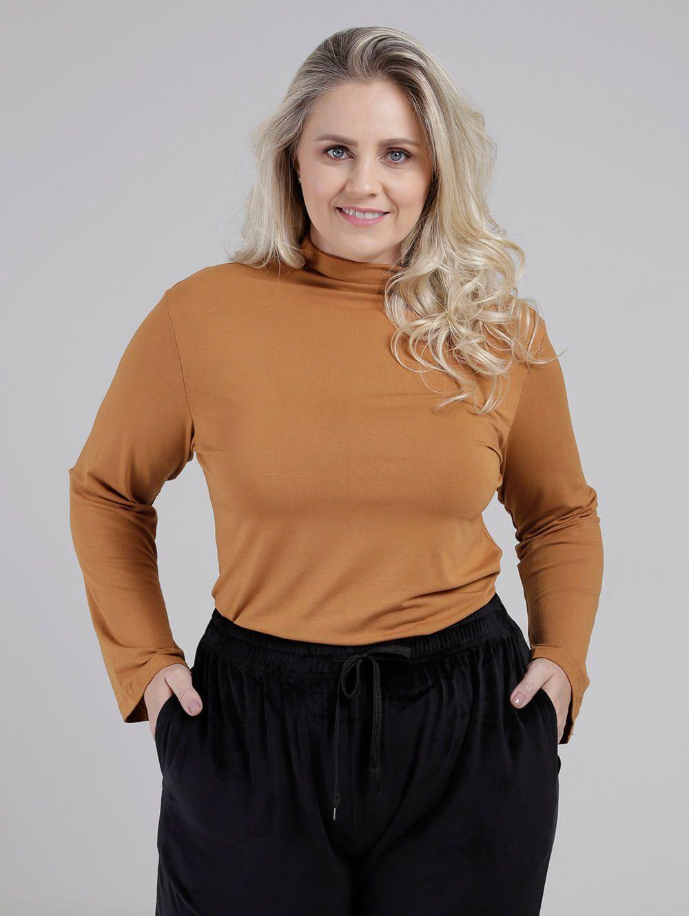 blusa de gola alta plus size