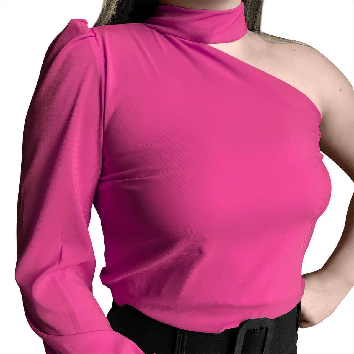 blusa rosa feminina social