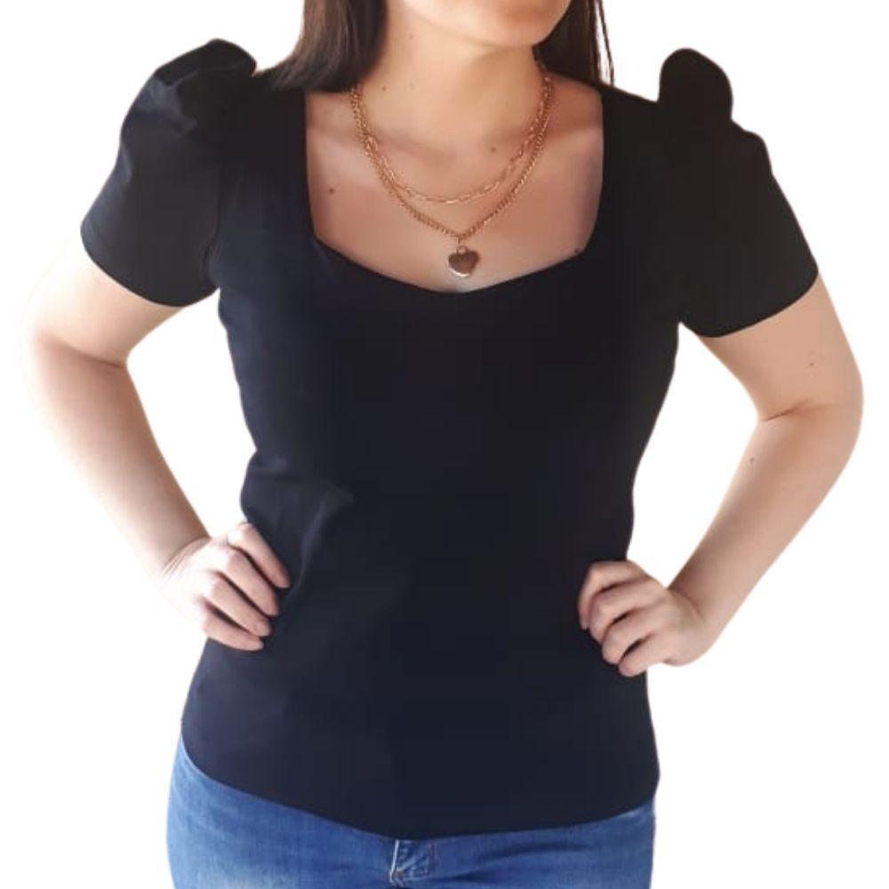 blusa manga bufante decote princesa