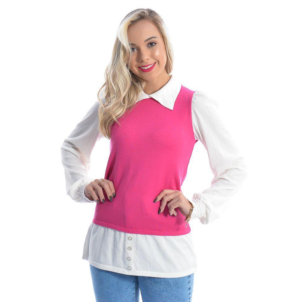 blusa longa de tricot