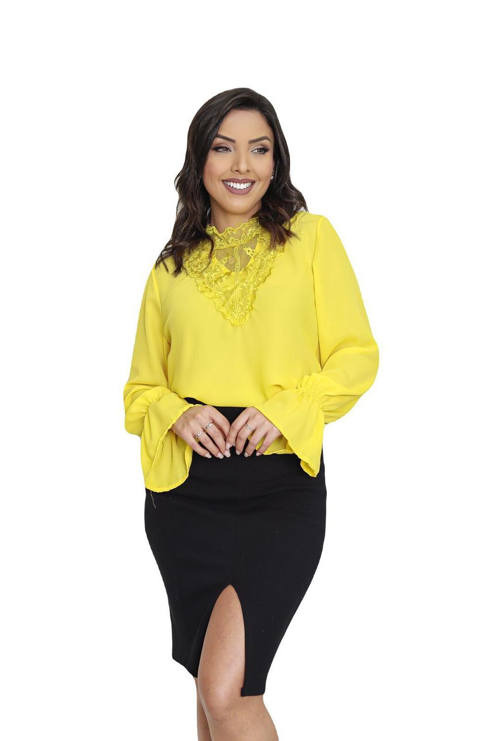 Blusa manga longa moda evangélica plus size linda sku:bmlp13