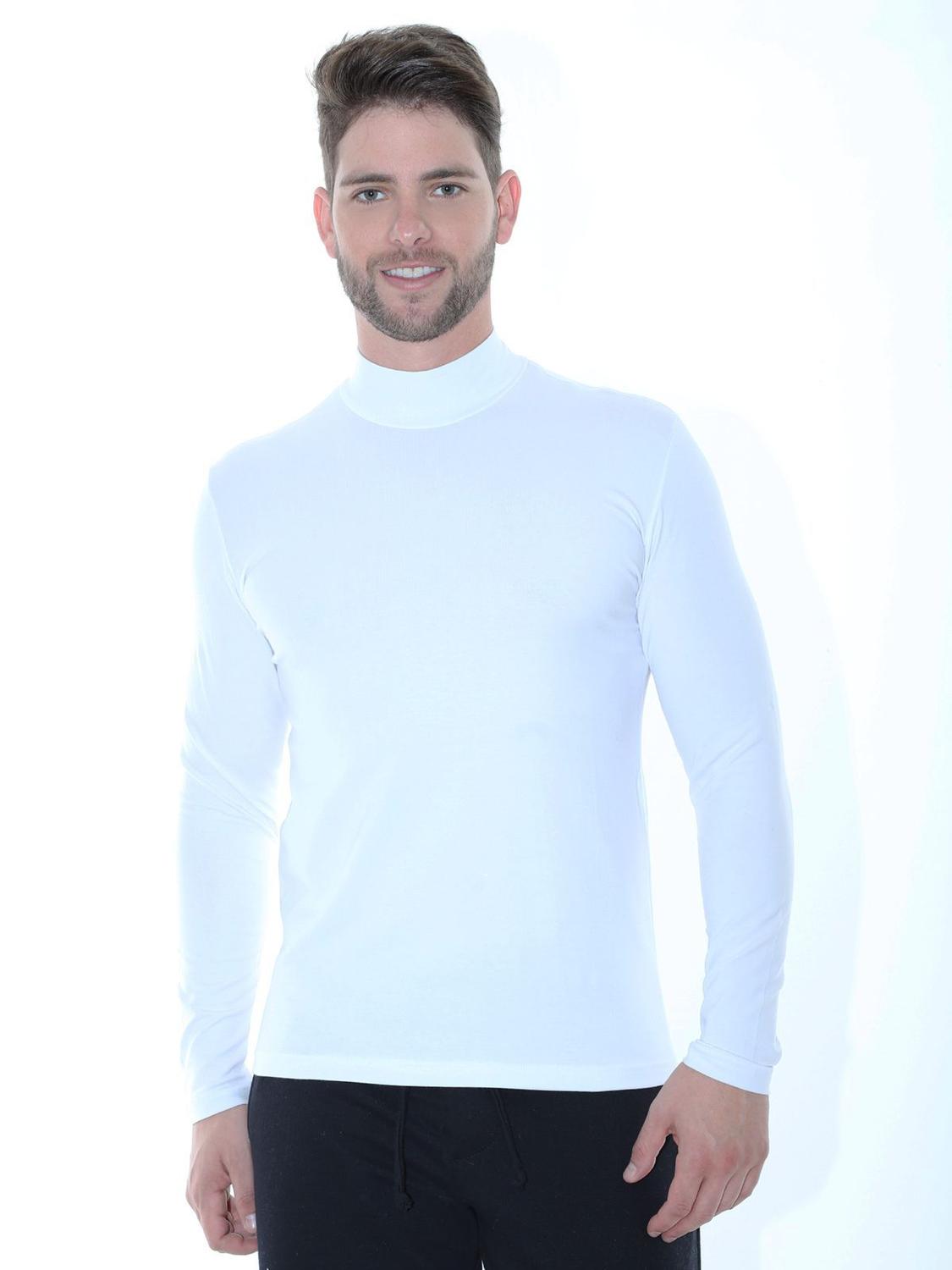blusa gola alta masculina branca