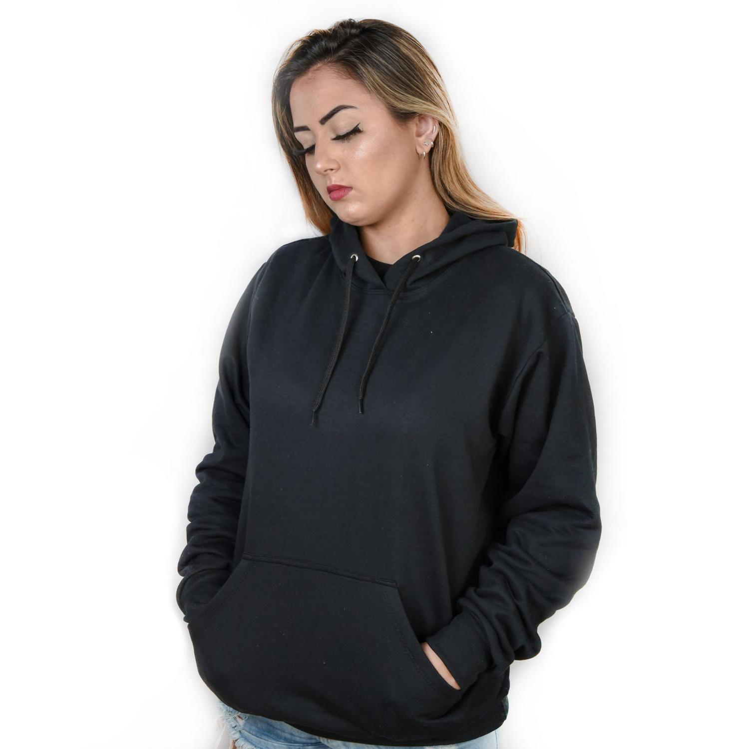 plain black zipper moletom com capuz