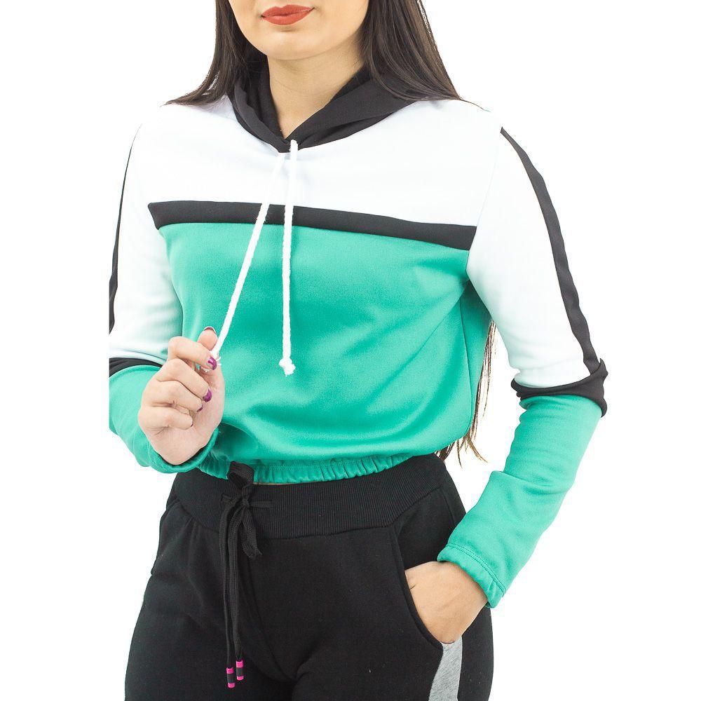 zip through cropped moletom com capuz