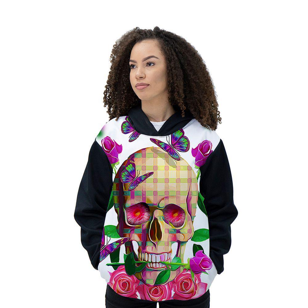 skull and roses moletom com capuz