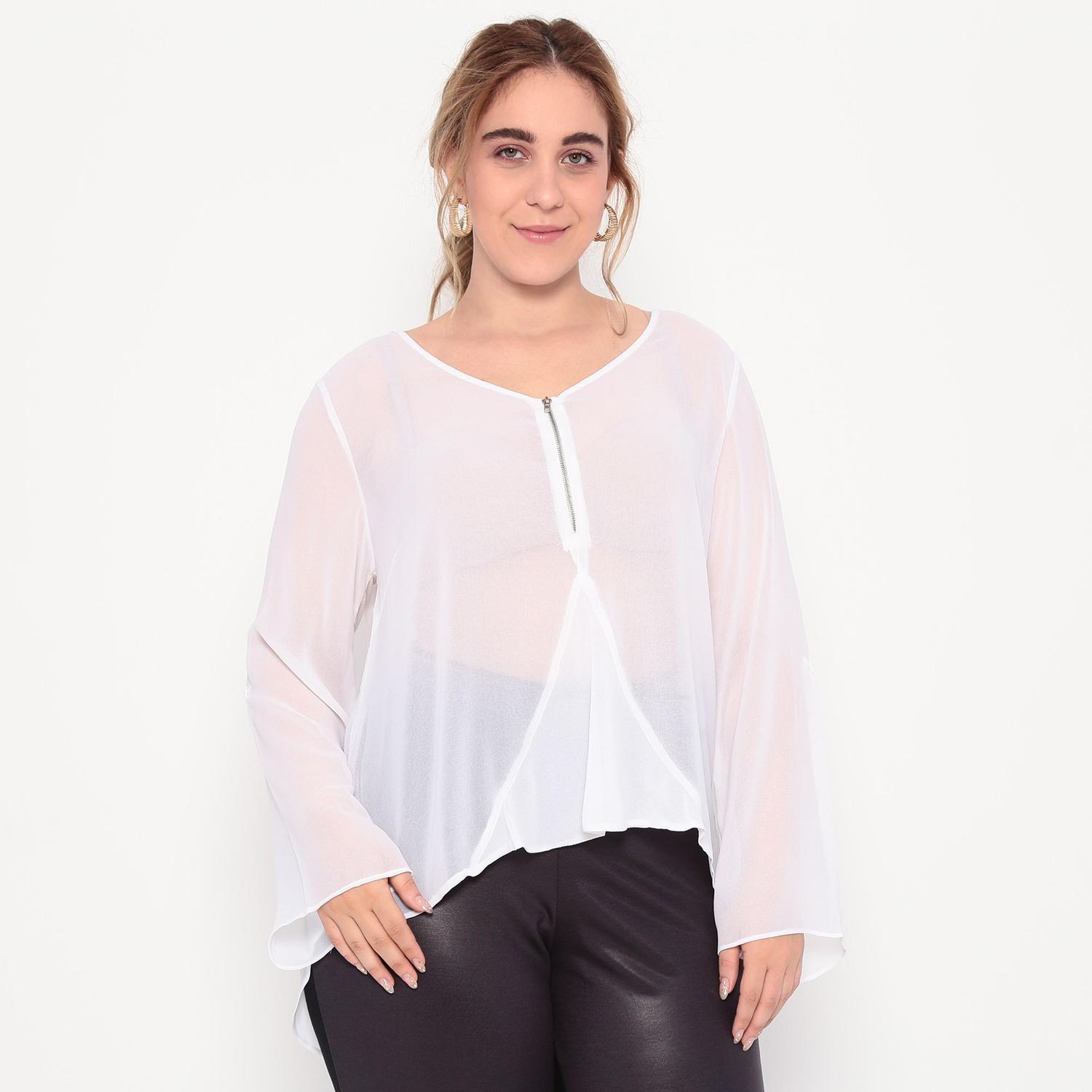 blusa com transparência branca