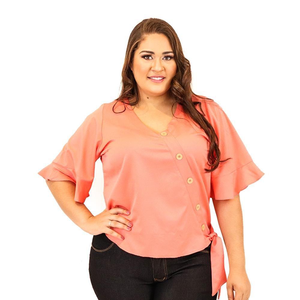 blusa plus size com babado