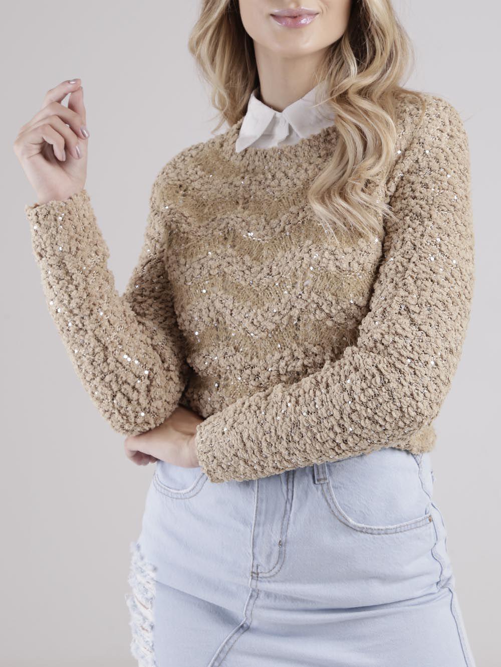 blusa de tricot com brilho