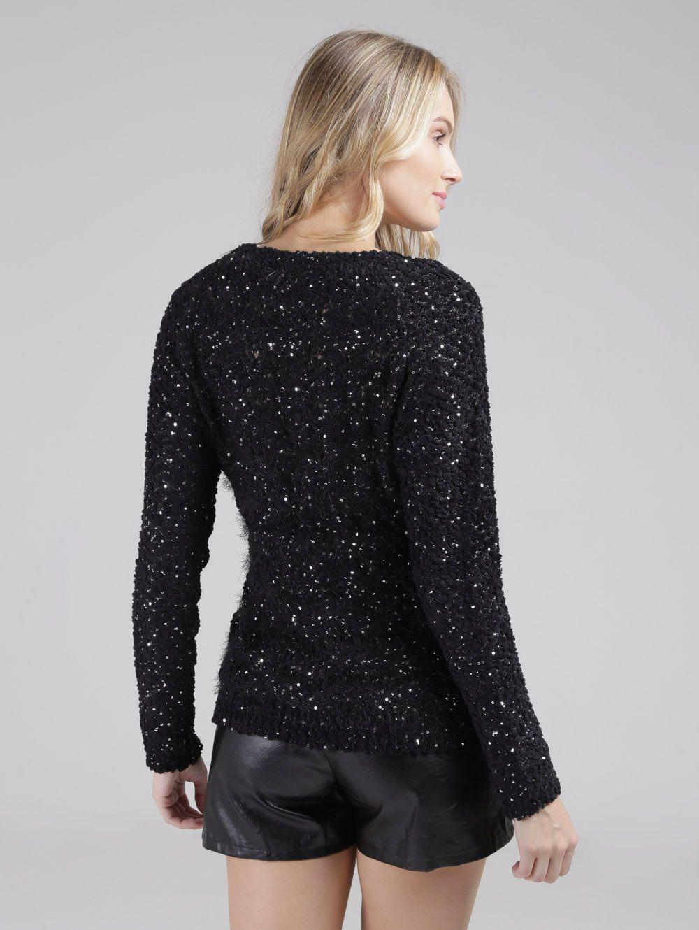blusa de tricot com brilho